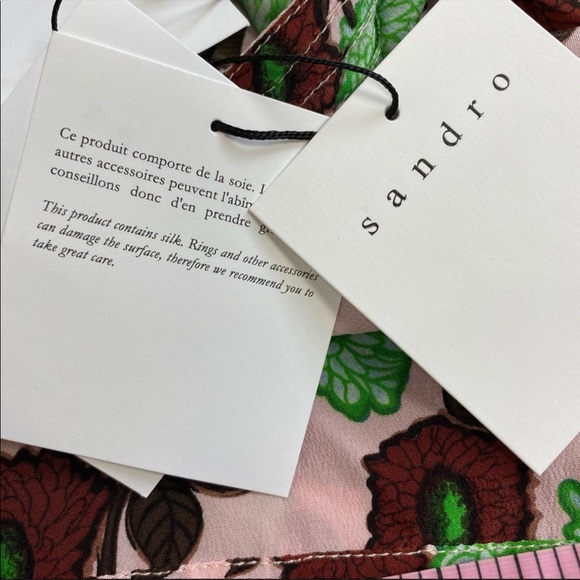 Sandro Antropique Floral Print Silk Dress EU 36 - Picture 9 of 11